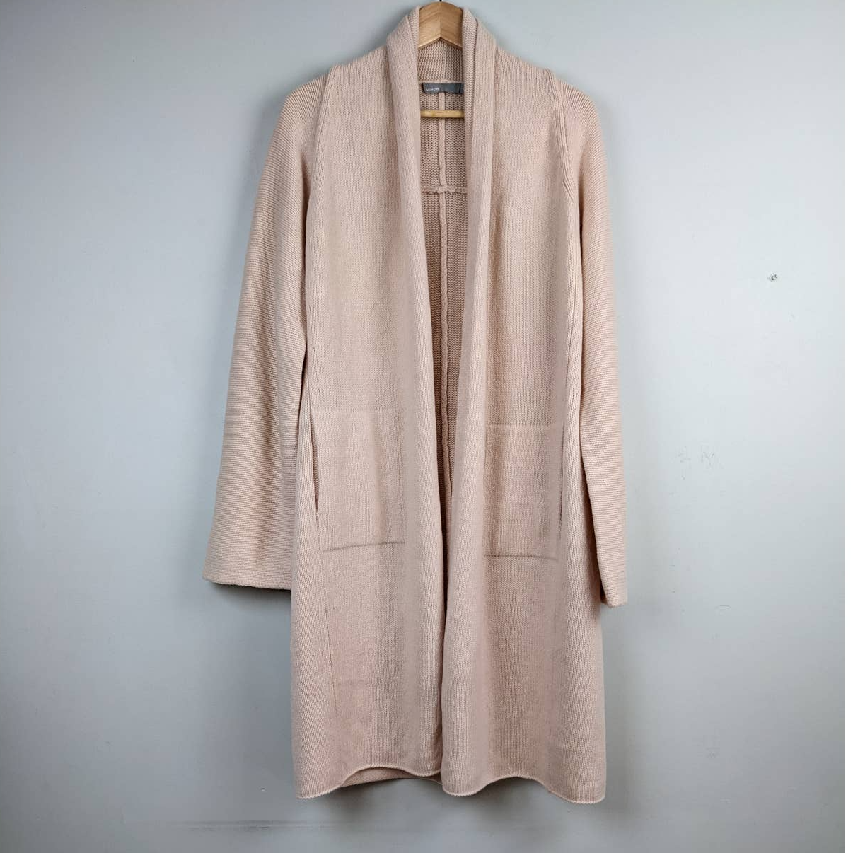 Vince Long Cardigan Sweater Wool Cashmere Duster Coatigan Blush Pink Xl